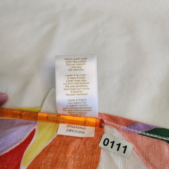 Anne Cole Multicolor Leaf Print Kimono Flounce V Neck Tunic Size 14/16 NWT - Picture 4 of 11